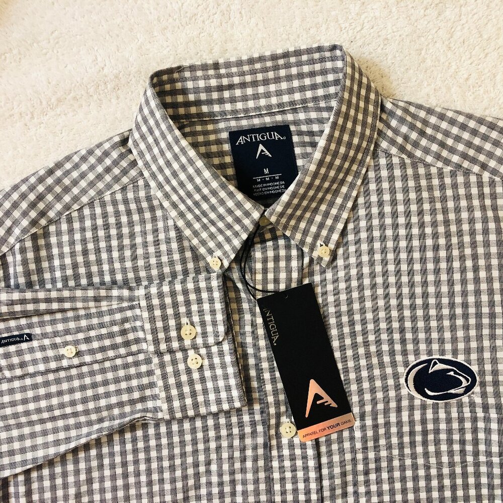 NEW Penn State Nittany Lions Antigua Plaid Button Front Shirt Men's Size Medium